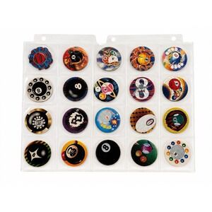 Vintage 1990s POG Milk Caps Lot of 20 Billiards 8 Ball Pool Designs Taiwan